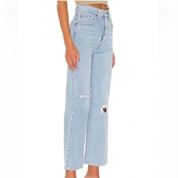 LEVI’S Ribcage Straight Ankle Jeans Distressed Size 28 - Picture 11 of 11